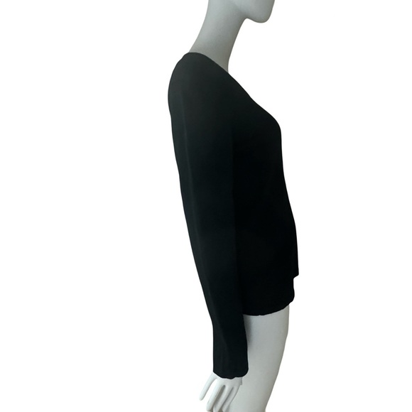 HENRI BENDEL Vintage Extra Fine Merino Wool Black V-Neck Sweater Classic Size M - Picture 8 of 13